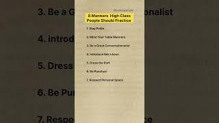 8 manners high class people should practice#motivational #fyp #english #psychology #mindset #quotes