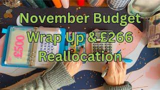 Rollover Reallocation | £266 | November End of Month Wrap Up | #budgeting #cashstuffing