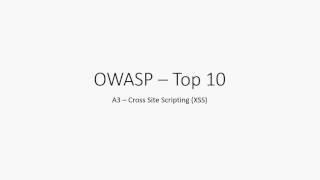 OWASP Top 10 - A3 XSS explained