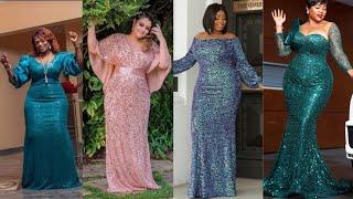 Latest Sequin Gowns For Ladies; Gowns for plus Size Ladies