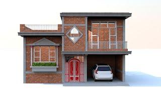 BEAUTIFUL HOUSE DESIGN WITH DOWN SLAB, 4 कमरा और कार पार्किंग के साथ घरका नक्शा #houseplan