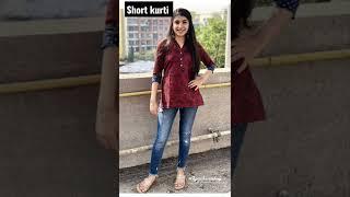 short kurti with Jeans #shorts