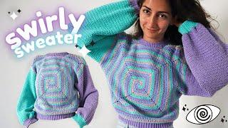 Crochet The Swirly Sweater! - two giant granny squares = sweater!