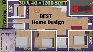 30x40 Home Plan//30by40 House Design//3d House Plan//3bhk