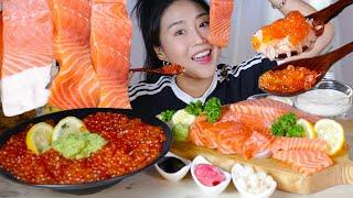 MUKBANG) 연어&연어알 1.5kg 먹방 연어회 Salmon Sashimi & Salmon Roe asmr real sound eating