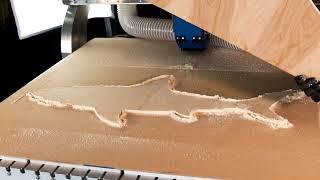 Epoxy woodworking on Shark cut out on i2R CNC Executive series.  Creativity unleashed with CNC