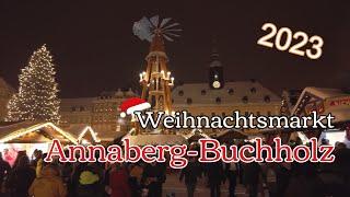 Weihnachtsmarkt Annaberg 2023 - verschneit und wunderschön | 4K