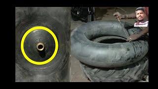 12 - 9 -28   tractor tire puncture and fitting // new mouth valve replacement