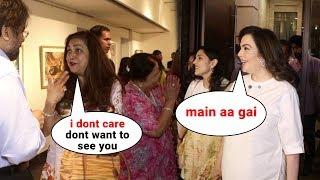 Nita Ambani Ignores Tina Ambani With BAHUs Shloka Mehta And Radhika Merchant  An Art Exhibition