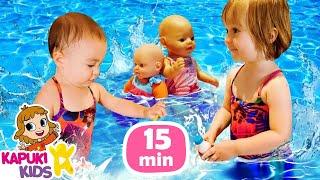 Baby Annabell & baby born doll at the swimming pool - Kids play toys & baby dolls videos for kids