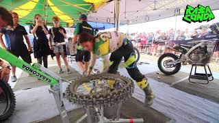 Amazing Jessica Gardiner Changing 2 Tires in 6 Minutes with Rabaconda Dirt Bike Tire Changer