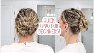 HOW TO: EASY BEGINNER UPDO HAIRSTYLE | HOLIDAY UPDO | Short, Medium, Long Hairstyle