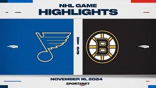 NHL Highlights | Blues vs. Bruins - November 16, 2024