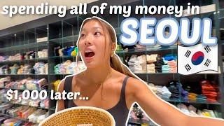 SPENDING ALL OF MY MONEY IN SEOUL… (7-eleven, shopping, skincare, Korean BBQ, food market, & more!)