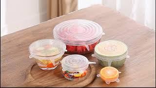 Stretch & Fit - Silicone Stretch Lids (6-Pack) Food Saver Cover Bowl