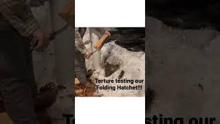 I am torture testing the  Calculated Survival Folding Hatchet!! Available on our website!!