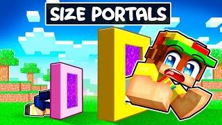 Using SIZE PORTALS To Prank My Friends In Minecraft!