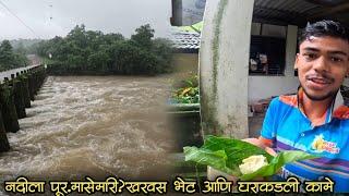 @KokaniSanketVlogs नदीला पूर, मासेमारी?खरवस भेट आणि घराकडली कामे. #कोकण #fishing #मालवणी