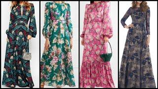 Most Adorable colorful floral print maxi dress designs for ladies 2021