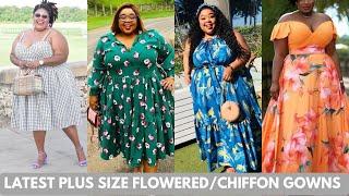 NewTrending Plus Size Flowered & Chiffon Gowns/Plus Size Floral Dresses for Elegant Ladies