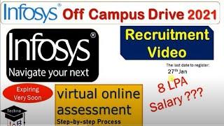 Infosys Off Campus Recruitment Drive 2021 Registration | Freshers | 8 LPA | Online Test from Home