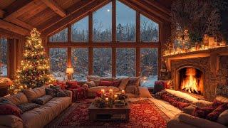 Warm Christmas Ambience with Christmas Jazz Relaxing Music  Cozy Fireplace Sounds for Stress Relief