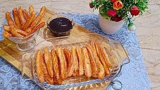 How to make Perfect Homemade Churros with Chocolate Sauce Recipe by Rabi food diaries