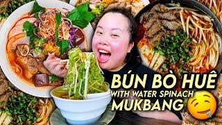 VIETNAMESE SPICY BEEF NOODLES (Bún Bò Huế) + EGG ROLLS + CRISPY CREPE MUKBANG 먹방 EATING SHOW! *OMG*