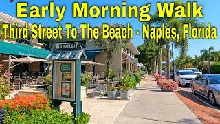 Quiet Morning Walk From Third Street To The Beach. Naples Florida