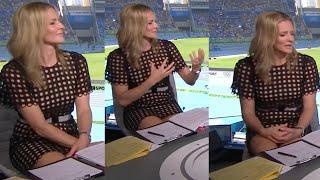 Gabby Logan Upskirt in Very Short Dress - BBC Commonwealth Games Coverage