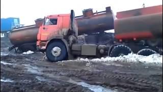 КОНЕЦ ЗИМНИКА на севере КАМАЗЫ поздно выходят из зимника видео жесть the trucker in Russian