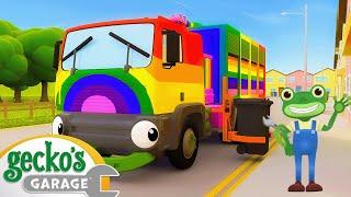 Rainbow Recycling Truck | Baby Truck | Gecko's Garage | Kids Songs