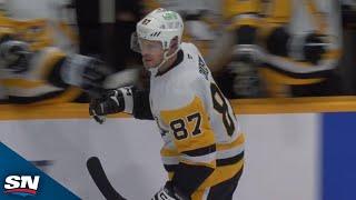 Sidney Crosby Redirects Power-Play Goal Off Slap Pass From Erik Karlsson