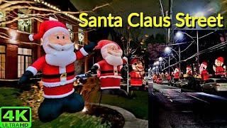 【4K】GIANT SANTA CLAUS LOOM OVER KRINGLEWOOD TORONTO | ST CLAIR SNOWFALL WALK