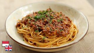 Resep SPAGHETTI BOLOGNAISE: Bahan LOKAL Kualitas Resto.