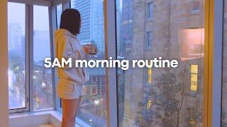 5AM "slow" Morning Routine | Rainy fall morning, autumn porridge & coffee | Fall 2024 