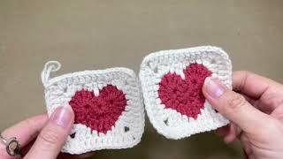 ️️ Diy crochet heart and granny square for air-pod tutorial