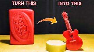 Soap Carving ASMR , Guitar carved on soap #soapcarving  relaxing sound #DIY #soap #asmr