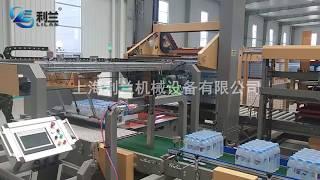 Low level palletizer for shrink film packs (bottle water production line)