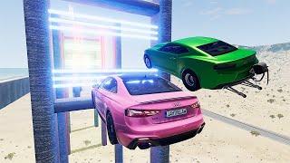 Cars VS LASER CUT Dangerous Stunt Parkour - BeamNG Drive