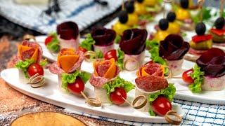 Rose with salami, mimolette cheese and beetroot. Best easy appetizer recipes!