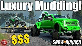 SnowRunner: Lifted F450 takes Can-Am Renegade and Polaris RZR to Backwoods MUD PIT!