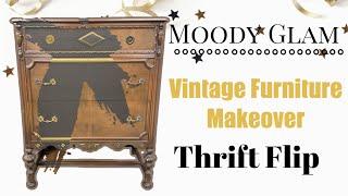 Moody Glam Furniture Makeover | Painted Vintage Furniture | Painting Outdated Furniture