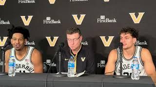 Vanderbilt's Mark Byington, AJ Hoggard and Chris Manon after the win over Tennessee Tech