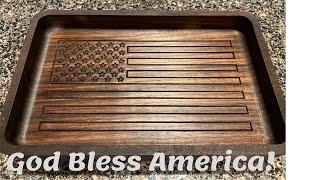 OneFinity CNC - American Flag Catchall EDC Valet Tray For Keys, Wallet, Phone, Change, etc