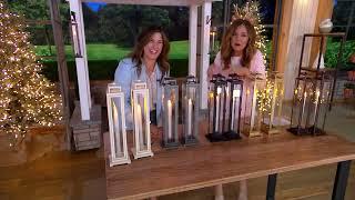 Home Reflections S/(2) 17" Metal Lantern w/ Taper Candles on QVC