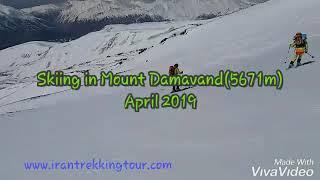 Skiing in Mount Damavand , Iran , April 2019 , with : iran trkking tour