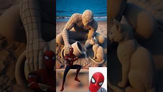 Marvel and DC heroes are in shape of sand statue which given water to cat #avengers #shorts #marvel