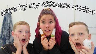 boys try my skincare routine 