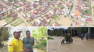 BANJIR Kali Lamong di Desa Dapet dan Desa Wotansari Balongpanggang Gresik